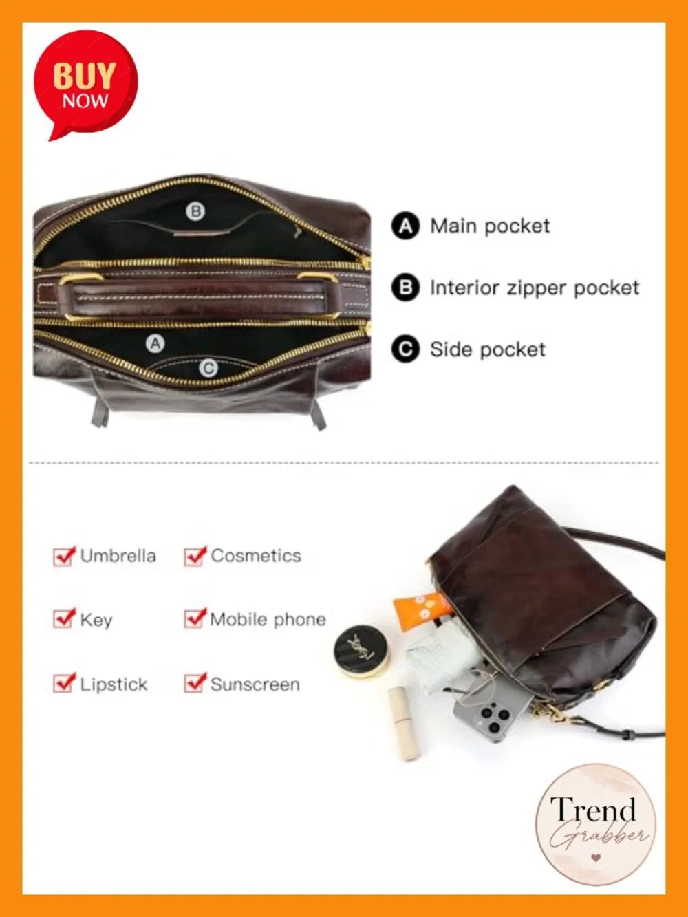 Genuine Leather Crossbody Bag with Top Handle Wristlet Clutch Shoulder Purse
